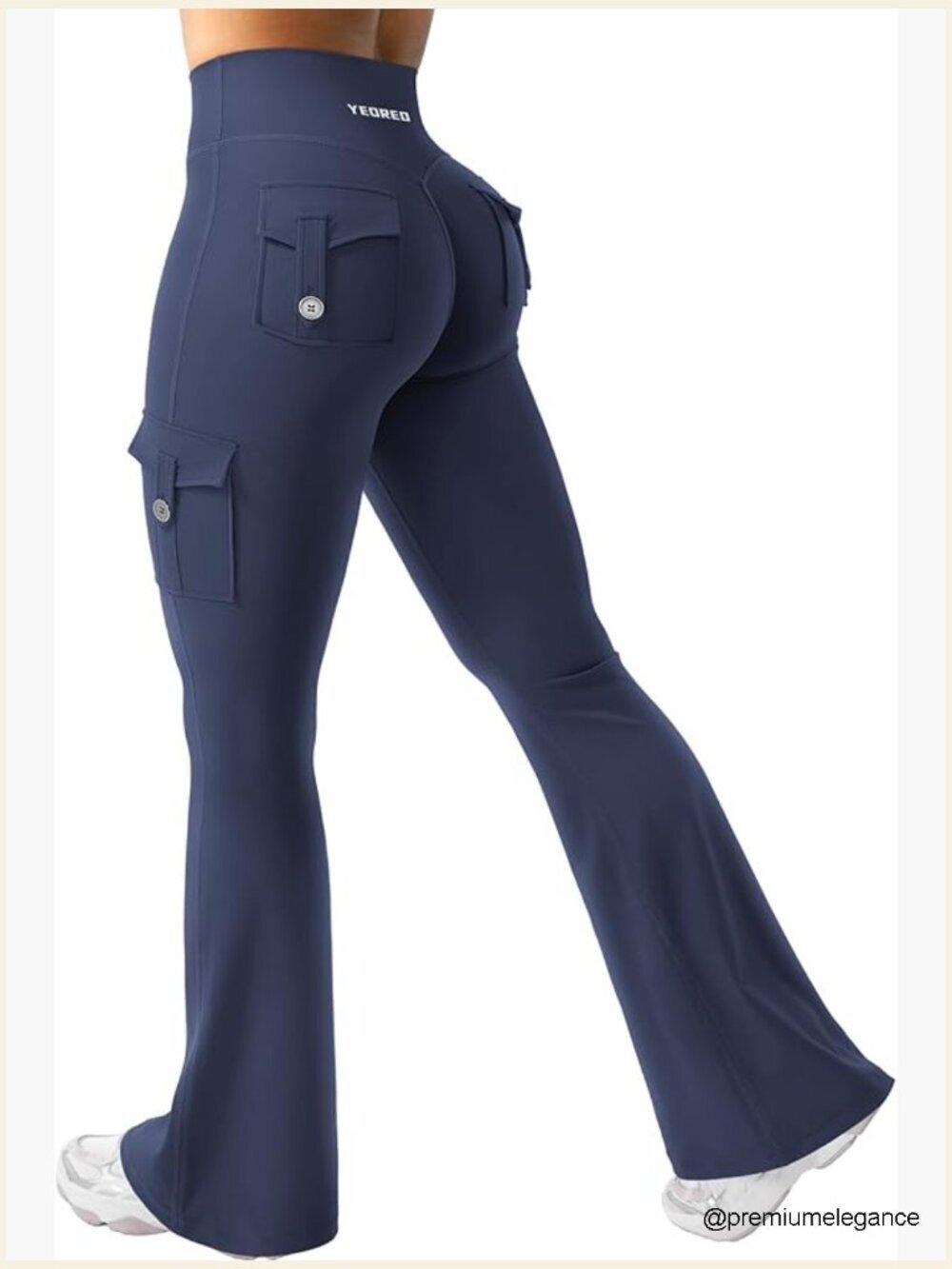 High Waisted Flare Leggings with Pockets Hidden Scrunch No Front Seam